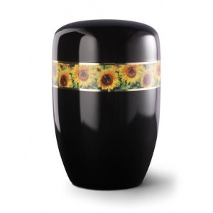 Steel Urn (Black with Sunflower Border)